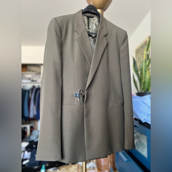 Givenchy U-Lock Wool Twill Blazer - Dark Khaki Green, Pristine Condition - Picture 3 of 13